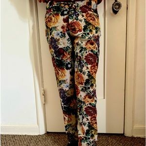 Floral Unisex Mod Pants - Carneby Street Hip Pencil Pants 30” Waist 30” Leg